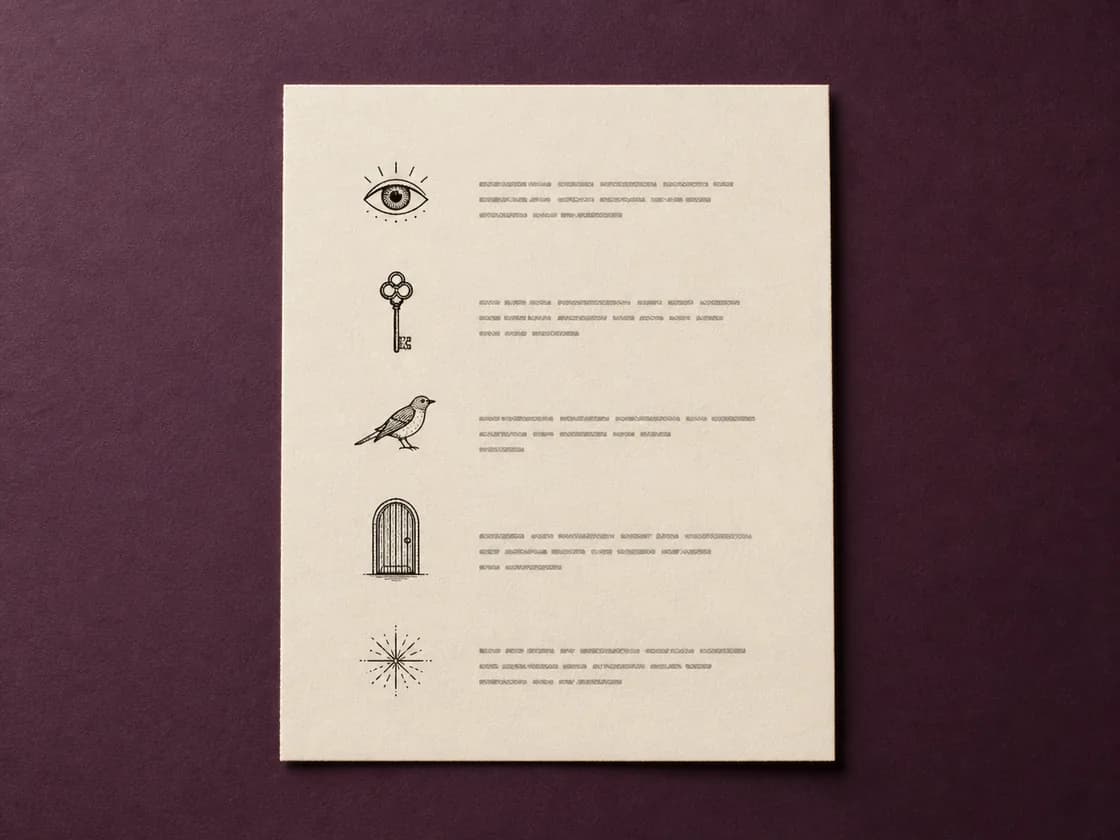 Printed card listing the signals that help you recognise your soulmate