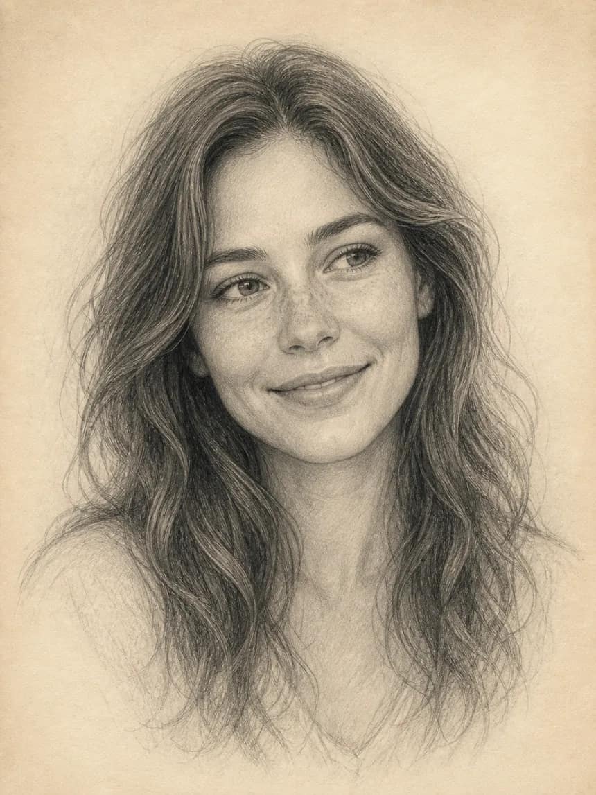 Sample digital soulmate portrait shown for style inspiration