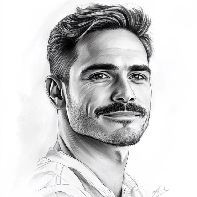 Twin Flame Sketch Example - Black and White Drawing